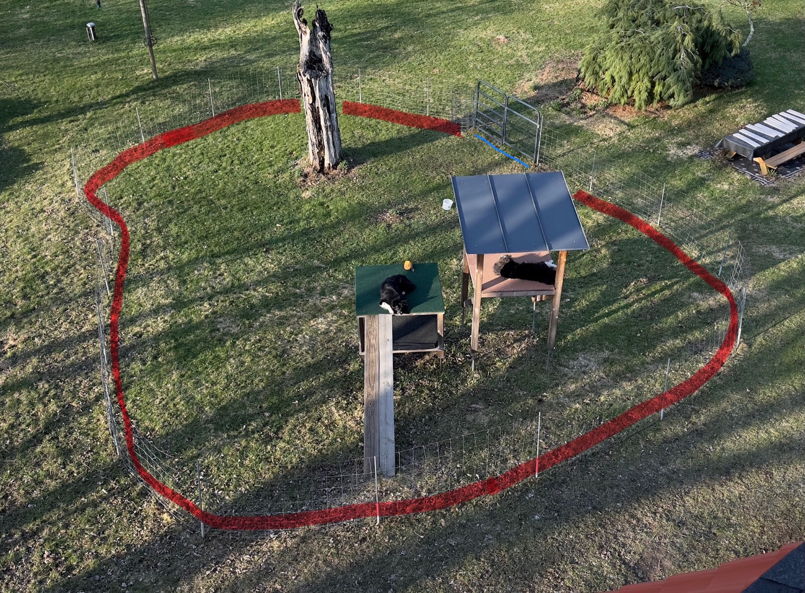 Double 36” swinging gate - Allows for ride on mowers access